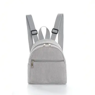 Corduroy Backpack, Solid Colour, Small Women's Backpack - 11