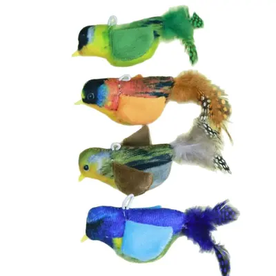 Hanging Feather Bird Cat Teaser, Bite-Resistant with Squeaker - 6