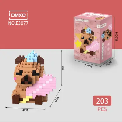 LEGO mikro parçacık yapı taşları ile uyumlu bebek Capibala küçük kapibara eğitici montaj çocuk oyuncakları Çocuk Günü hediyesi