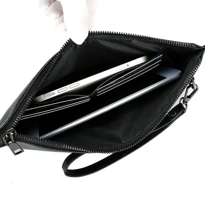 Men's Large Capacity Soft Leather Envelope Handbag, Business Style - 5