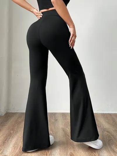 High-Waisted Yoga Flare Pants, Stretchy Tummy-Control - 3