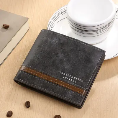 Men's Tri-Fold Wallet with Multiple Card Slots and Coin Pocket - 4