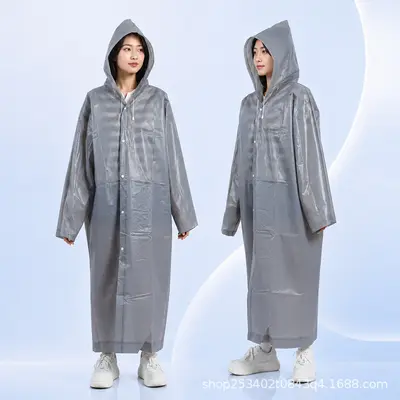 Eva Erwachsenen-Regenmantel, transparente Poncho mit Hut - 11
