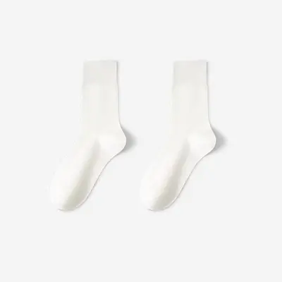Women's Mid-Calf Socks, Pure White, Loose Cuff, Thin Summer Style - 7
