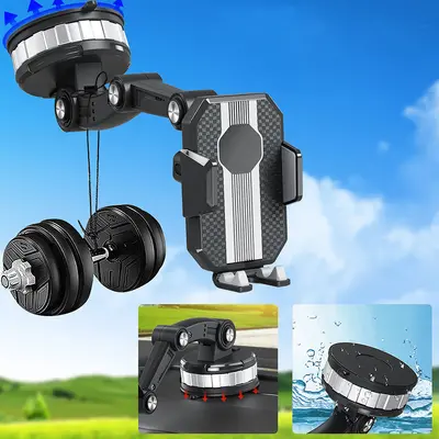 Car Phone Holder with Large Suction Cup, Anti-Shock Design - 4