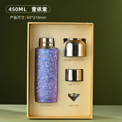 Pure Titanium Double-Wall Thermos Cup with Magnetic Lid and Tea Infuser - 10