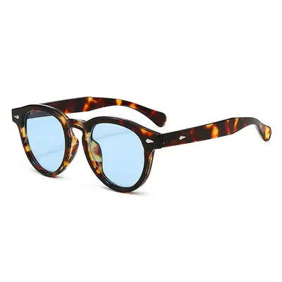 Round Frame Sunglasses with Metal Rivets, Light Luxury, Unisex Sun Protection - 5