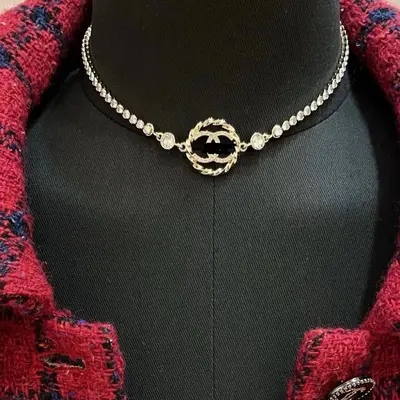 Brass women's necklace, letter design, vintage style - 6
