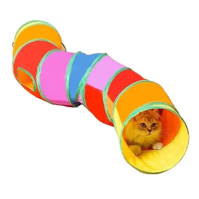 Foldable Rainbow Straight Cat Tunnel, Educational Cat Toy - 6