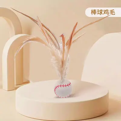 Cat Toy Feather Elastic Ball and Cat Teaser Wand Set - 8