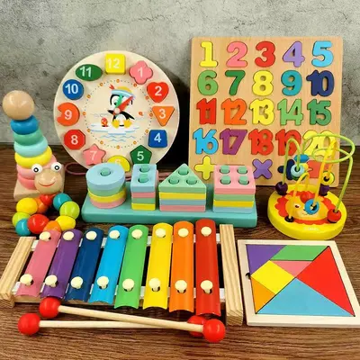 Frühpädagogische Lernspielzeuge für Kinder, Holzmusikspielzeuge für Babys, Orff-Musikinstrumente, Holzinstrumentenset, pädagogische Spielpuzzles. - 7