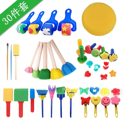 Çocuk boyama süngeri damga seti, DIY sanat araçları
