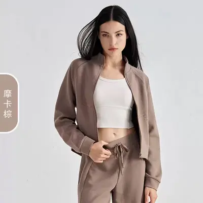 北美ALyoga瑜伽套装抽绳百搭高腰直筒宽松休闲上衣显瘦运动瑜伽服 - 8