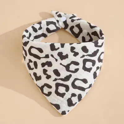 Cross-border baby drool towel type A four-layer crepe cartoon snap feeding bib baby triangle towel newborn feeding bib - 10