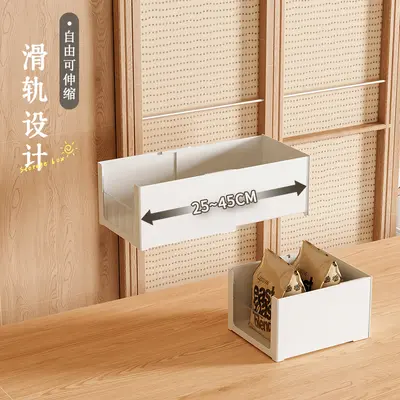Retractable kitchen storage basket, transparent, extended length for cabinet use - 2