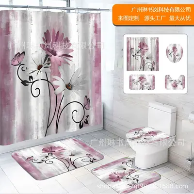 Plant Print Polyester Shower Curtain, Waterproof and Mildew Resistant - 8