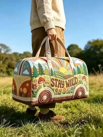 Gesteppte Reisetasche mit 3D-Druck
