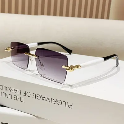 Frameless Sunglasses, Gradient Two-Tone Frame, Unisex - 8
