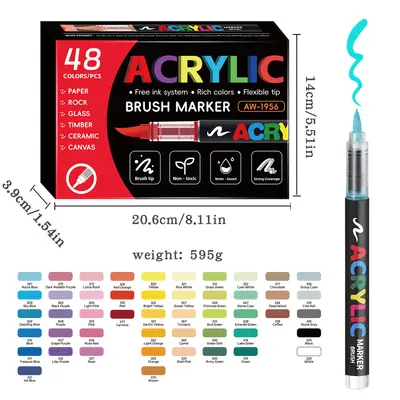 Acrylique Marker Kalem 366 Renk Seti Öğrenci Çizim Grafiti Kalem Yığılanabilir Güzel Sanatlar Malzemeleri Yumuşak Uçlu Marker Kalem - 10