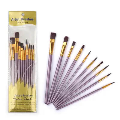 Paint brush set, 10-piece, nylon, oil and acrylic - 11