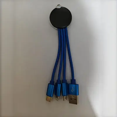 3-in-1 braided charging cable, fast charging, retractable