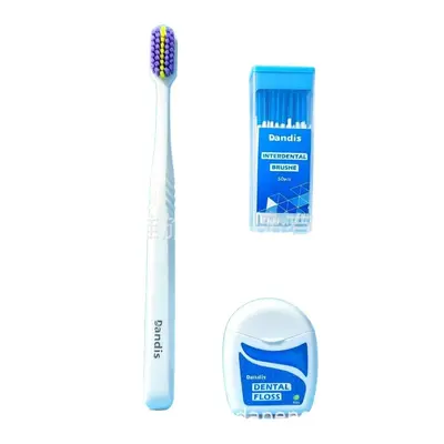 Kieferorthopädische Zahnbürste, Zahnseide und Zahnstocher - 5