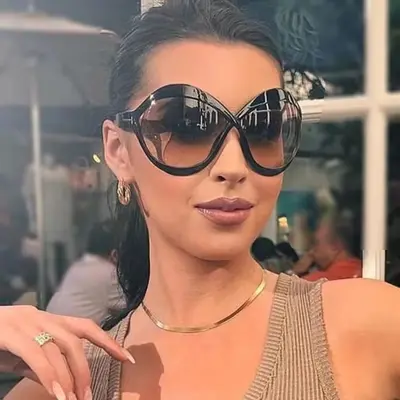 Oversized T-Frame Sunglasses, Round Frame, UV Protection Women's Style - 5