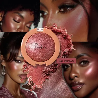 Darkme 2-in-1 Baked Pearlescent Blush and Highlighter, Peach Shade