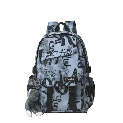 Trend Harajuku Style großer Rucksack mit Kapazität, Graffiti-Style cool und elegant für männliche und weibliche Schüler der Sekundarstufe und Mittelstufe. - 8