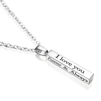 European and American love necklace stainless steel wish column couple pendant for men and women accessories necklace column Valentine's Day gift jewelry summer - 8
