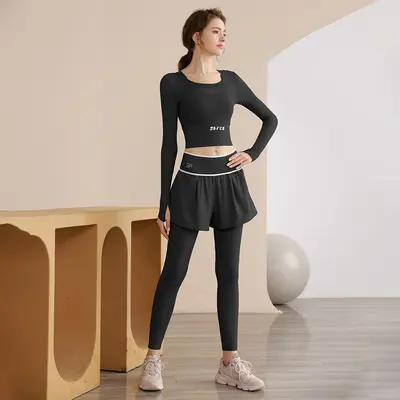 2026瑜伽服女秋冬新款上衣运动跑步普拉提训练健身长袖套装批发 - 7