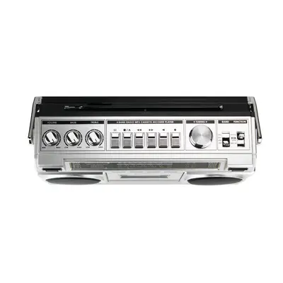 Bluetooth-Kassettenrecorder mit UKW-Radio, Doppellautsprecher, Tischgerät