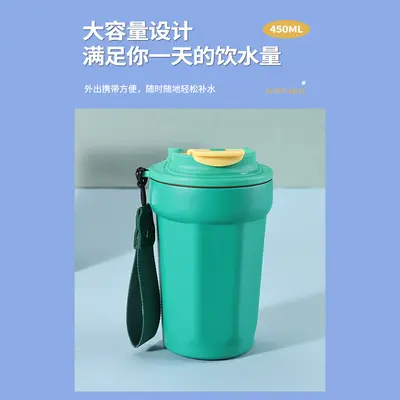 Achteckige Kaffeetasse 316er Edelstahl mit Trageöse Thermosbecher - 3