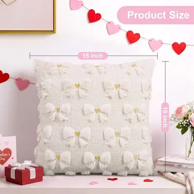 Cross-border Valentine's Day Plush Pillow Cover Heart Embroidery Jacquard Cushion Living Room Sofa Holiday Decoration Pillow Case - 11