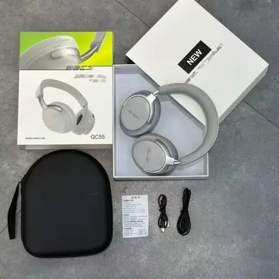 QC55 Bluetooth Over-Ear Headphones, Foldable with Leather Pouch