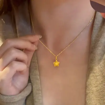 24K altın kaplama yıldız kolye beş köşeli - 3