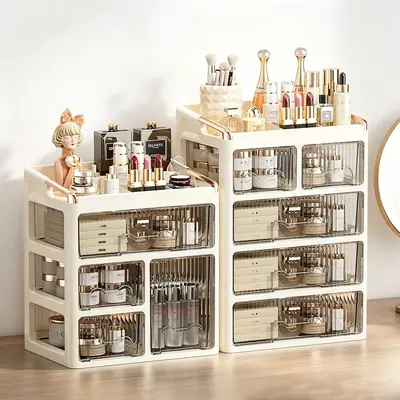 Vanity cosmetics storage box, three-tier - 4