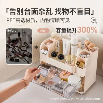 跨境桌面化妆品收纳盒化妆盒子高级感梳妆台护肤品整理盒梳妆台