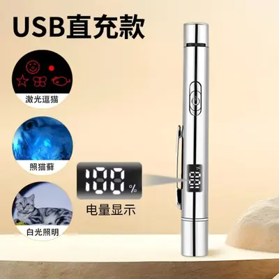 Rechargeable Laser Pointer Cat Toy with Infrared Teaser Wand