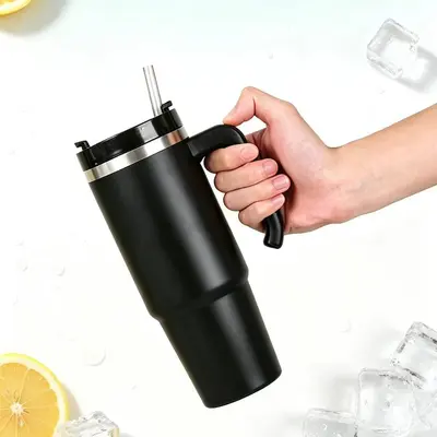 Araç Termosu, 20oz ve 30oz, 304 Paslanmaz Çelik, Kulplu, Pipetli