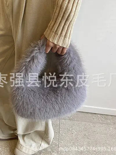 Kadın peluş el çantası, sonbahar ve kış modeli, küçük boy - 6