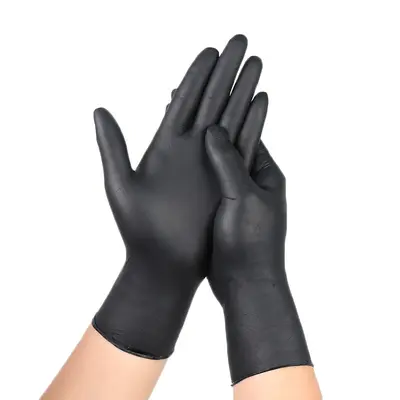 Disposable Black Nitrile Gloves for Kitchen and Dishwashing, Waterproof