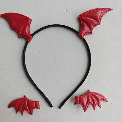 Halloween-Haarreif-Set mit Fledermaus-Klammern und Teufelshörnern