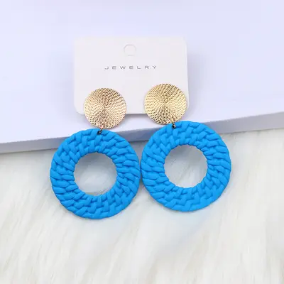 12-Color Bohemian Geometric Round Spray-Painted Earrings - 10