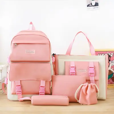Öğrenci sırt çantası, dört parçalı set, Harajuku tarzı - 12