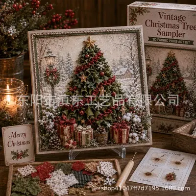 3D Noel Temalı Kumaş Dokunma Sanatı Seti