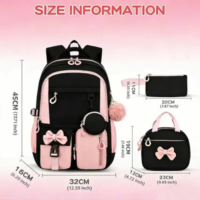 Cross-border New Student Backpack High-value Aesthetics Dual-shoulder Bag Simple Design Factory Three-piece Set Backpack Lunch Bag Pencil Case