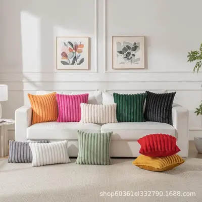 Hasenfell-Kissenbezug Streifen Plüsch Nordischer Stil Sofa-Kissen ins-Stil Wohndekor Streifen Dekoration Hasenfell-Kissenbezug