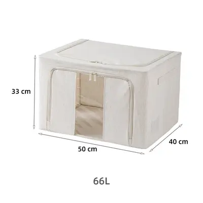 New Tianshan cotton and linen storage box with fabric and PP board for bedroom and wardrobe, seasonal clothing organizer, collapsible storage box. - 11