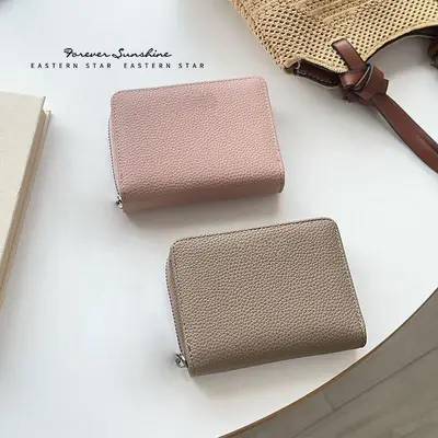 Slim Zipper Short Women's Bi-fold Minimalist Wallet